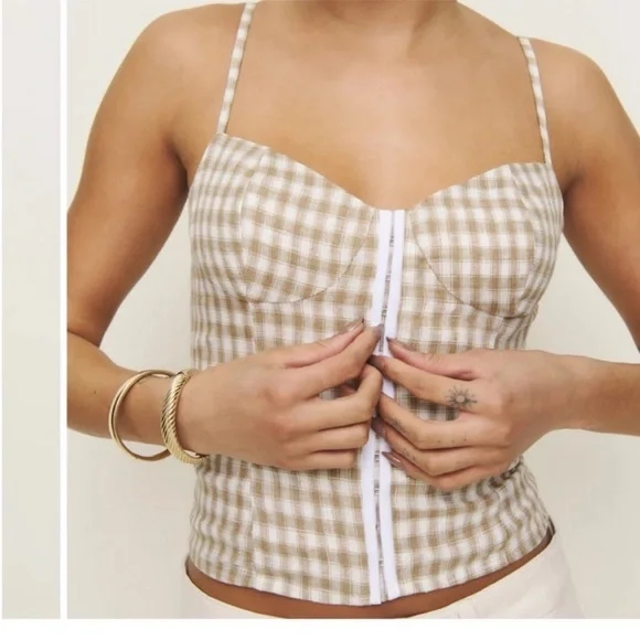 NWT • Reformation Christen Top in Dunes Check - Picture 6 of 7